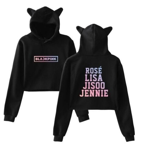 Blackpink Cropped Hoodie – Black – mod1 + Socks