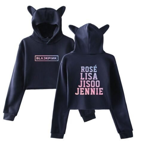 Blackpink Cropped Hoodie – Blue- mod1