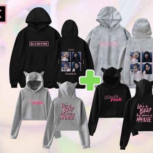 Blackpink Pack: Hoodie + Cropped Hoodie + FREE Socks & Keychain