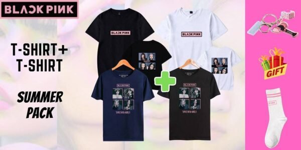 Blackpink Summer Pack: T-Shirt + T-Shirt + FREE Socks & Keychain