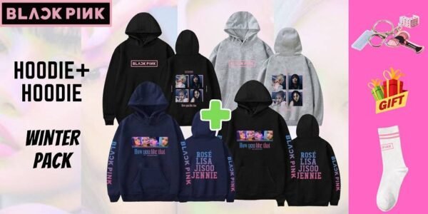 Blackpink Winter Pack: Hoodie #5 + Hoodie #6 + FREE Socks & Keychain