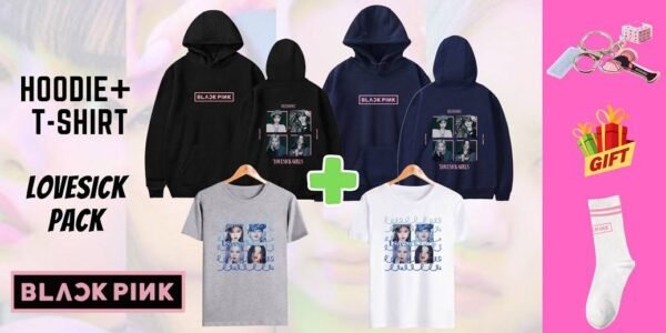 Blackpink Lovesick Pack: Hoodie + T-Shirt + FREE Socks & Keychain